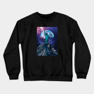 Statue Liberty Space Outer Galaxy Crewneck Sweatshirt